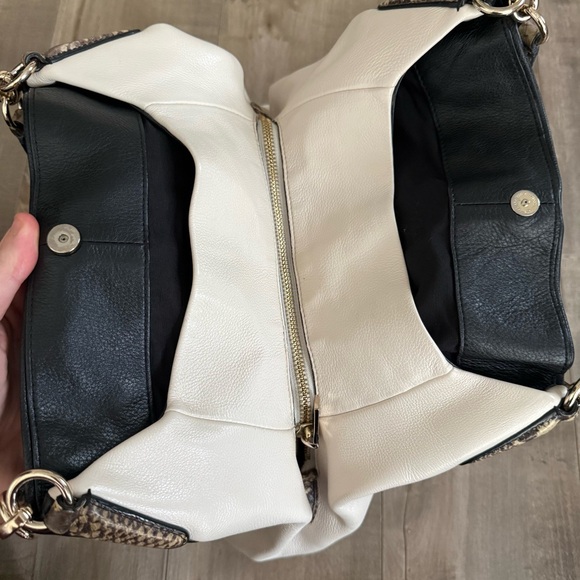 Coach Madison Pheobe Shoulder Bag Purse Pebbled Leather Two Tone Animal Print - Picture 15 of 16